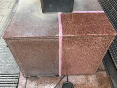 外壁（御影石・ステンレス）試し洗い 研磨・コーティング②　鹿児島市千日町　